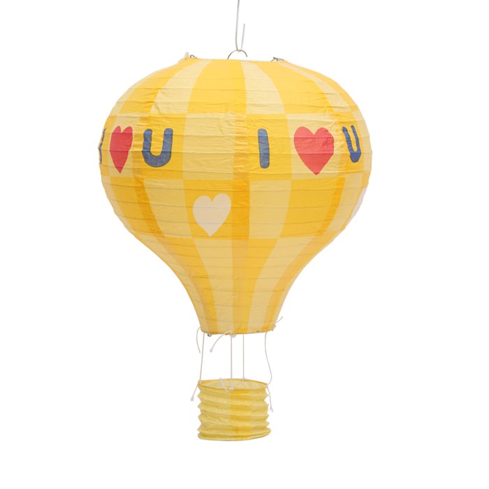 紙ちょうちん 熱気球型 I love U 30cm 4個セット (イエロー)