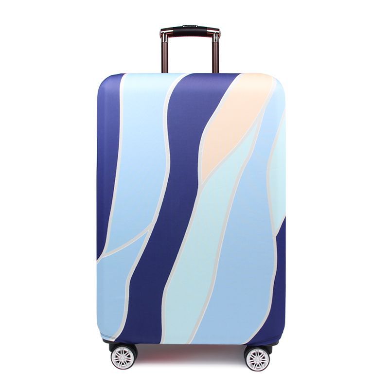 スーツケースカバー 緩やかな曲線模様 ウェーブ グラデーション (ブルーB, L)