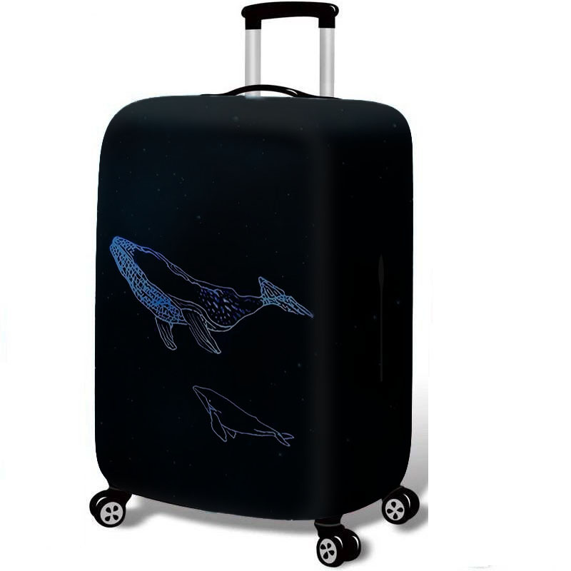 スーツケースカバー クジラの親子 星空 宇宙 ファンタジー風 (Mサイズ)