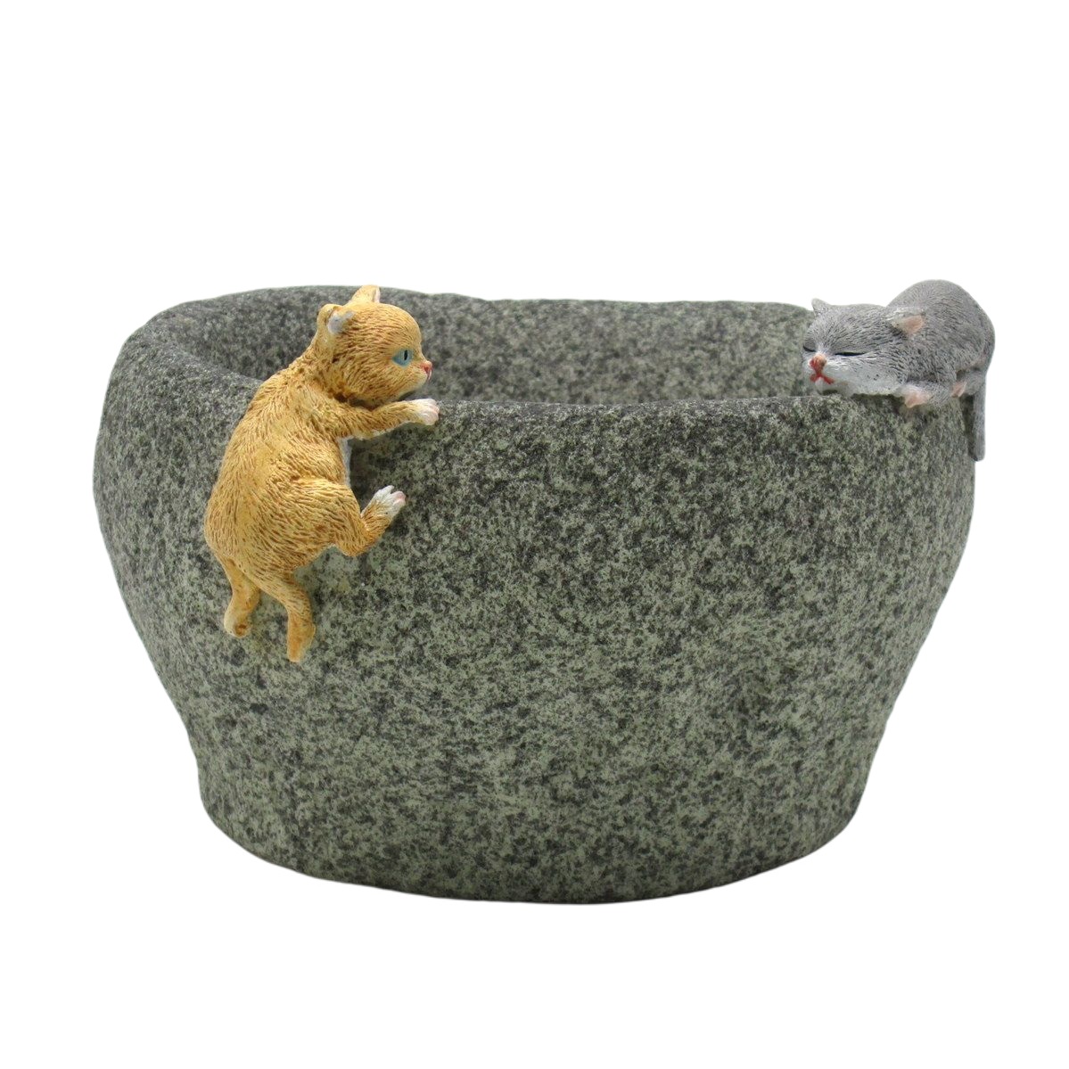 フラワーベース 花器 岩にくっつく2匹の猫