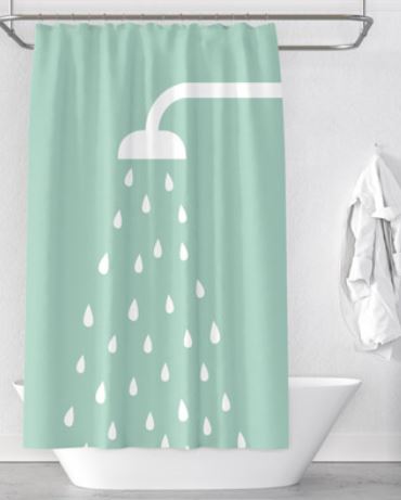 シャワーカーテン シャワーとしずく 爽やか 防水 防カビ加工 (グリーン)