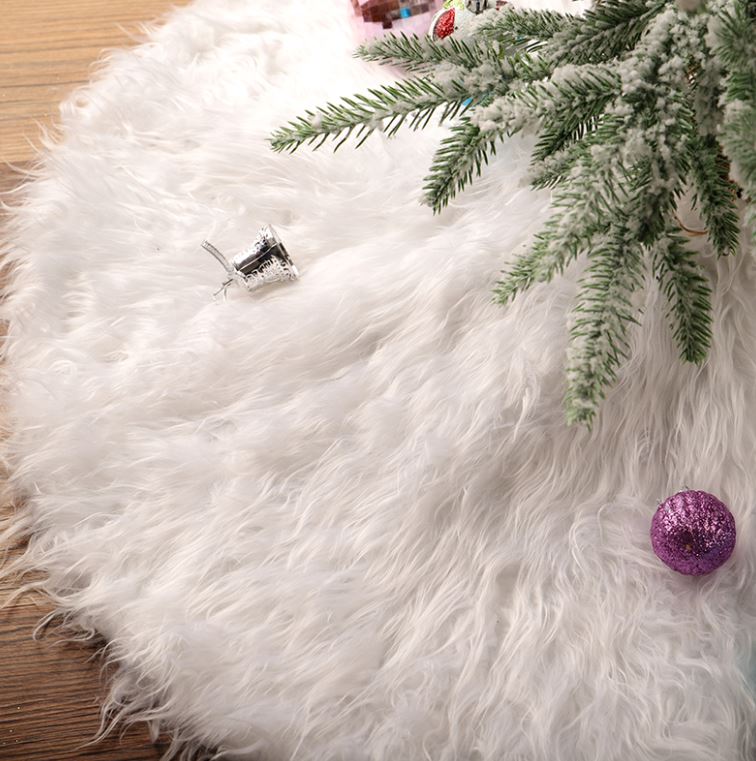 クリスマスツリースカート ツリー下用カーペット ホワイト ふわふわ (大サイズ)