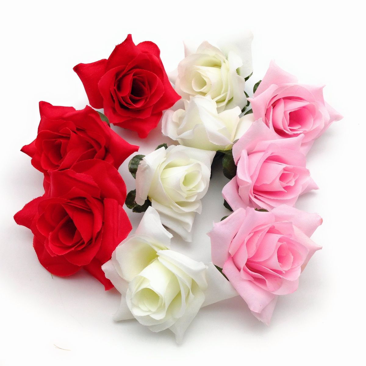 造花 バラ 花のみ 5センチ 10個 (レッド, ピンク, ホワイト)