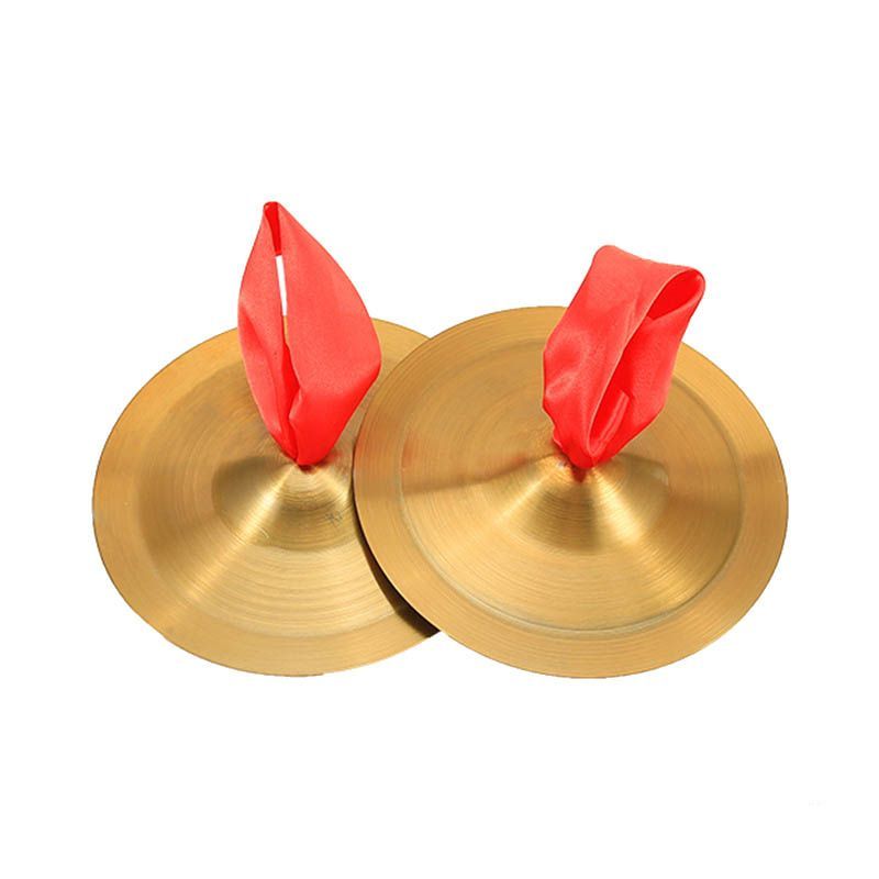 チャッパ 中国シンバル リボンの持ち手つき 銅拍子 和楽器 金属製 (小)